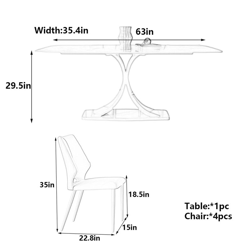 Table de roche moderne blanc crème lustré, H 29,5 po x L 63 po x l 35,4 po
