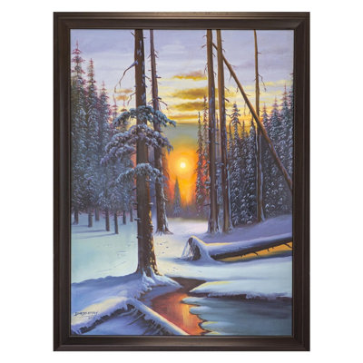 Sunset After Day Of Snow | Oil On Canvas | By Dinesh Attry | With Frame
