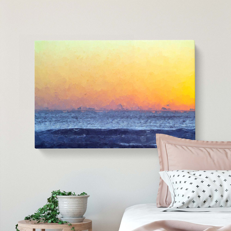 Orange Sunset In Abstract - Wrapped Canvas Print, 60cm H x 91cm W x 3cm D