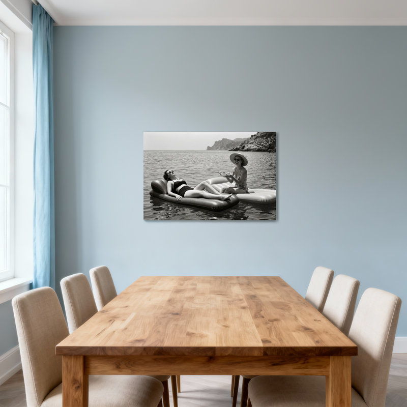 Scène de piscine rétro en noir et blanc, H 16 po x l 24 po