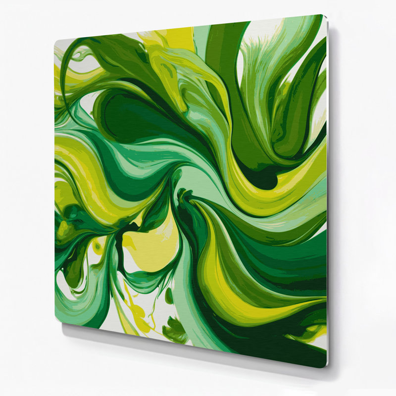 «Lyrical Abstraction 64», art mural en métal vert, H 32 po x l 32 po