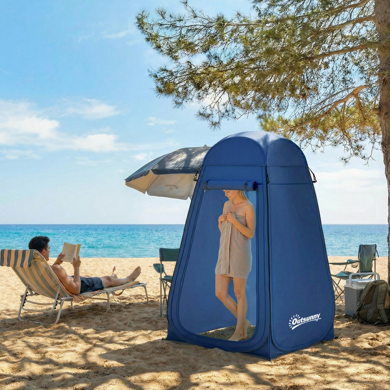 Tente de douche Pop Up, vestiaire d'intimité pour l'extérieur, bleu, Bleu très foncé