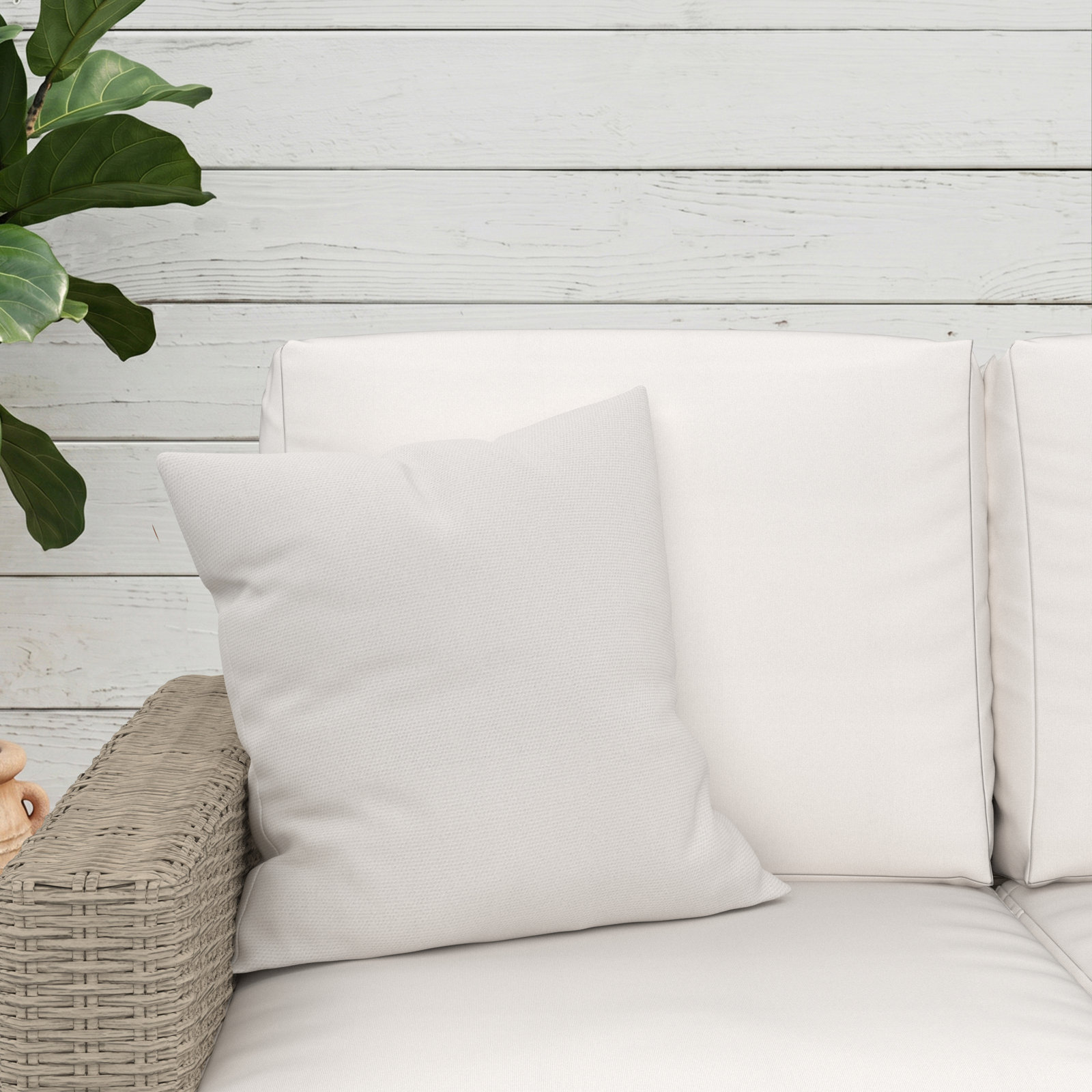 Sunbrella® Throw Pillow, Square 18", Canvas Natural Sunbrella® Canvas