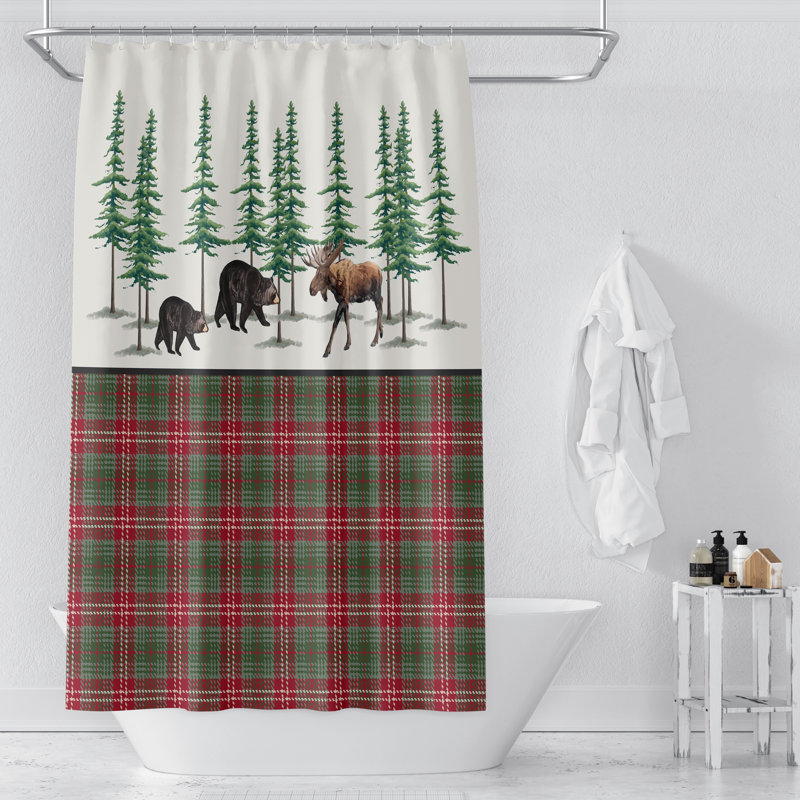 Plaid Shower Curtain, 93" H x 70" W