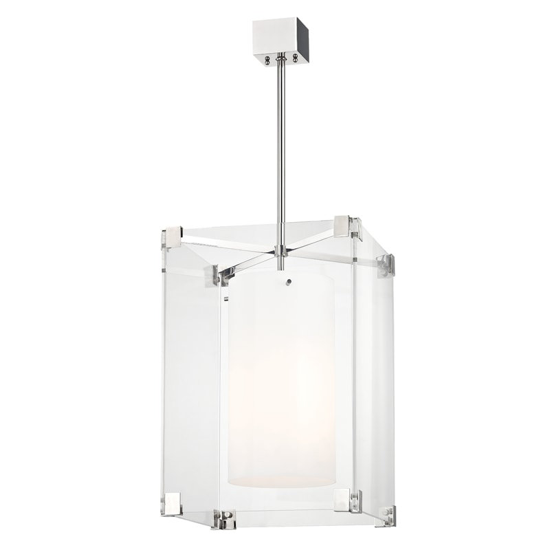 Lustre rectangulaire à 3 lumières Achilles, Nickel poli