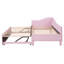 Lit de jour simple tapissier en L rembourré en forme de L avec lit gigogne, rose-788796859