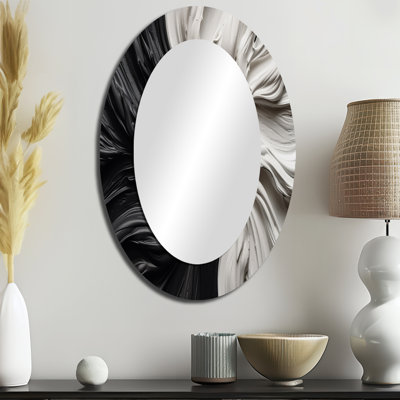 Miroir décoratif ovale abstrait en métal noir et marbré Dreamscape IV