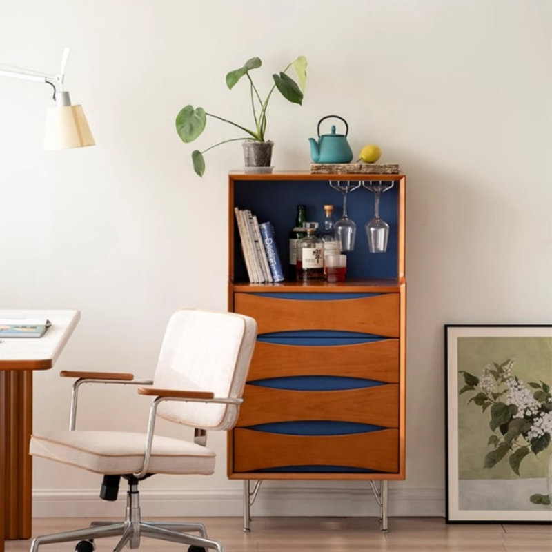 Commode rétro et simple, Bleu/brun
