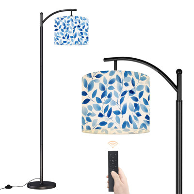 Lampe sur pied en arc avec fleurs rétro et aquarelle, bouquet de fleurs, peinture sur pied et lumières DEL avec abat-jour réglables
