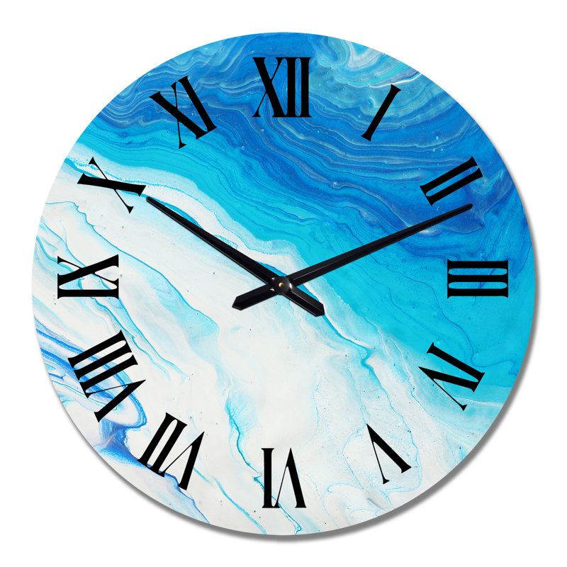 Horloge murale moderne bleue et blanche, Moyen