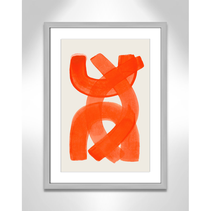 «Orange Strokes Print» par Haniff, Argent mat, L 17 po x H 23 po, Imprimé mat
