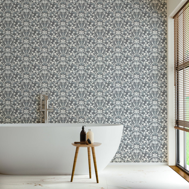 Nomad Snapdragon 10' L x 24" W Wallpaper Tile, Navy Blue, Premium Paper