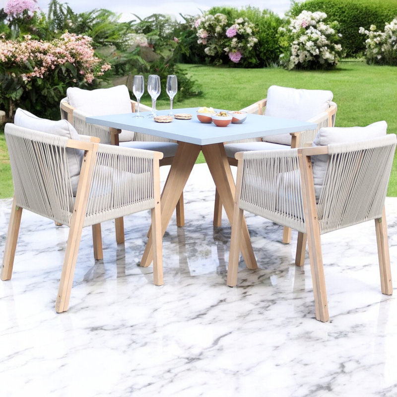 4 - Person Patio Dining Set with Square Table , Cushions Included