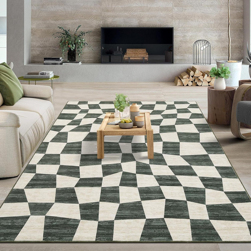 Area Rug 10X13 Washable Brown Vintage Traditional Mat Indoor Foldable Thin Retro Accent Floral Non Slip Carpet For Living Room Dining Room Office (Green)