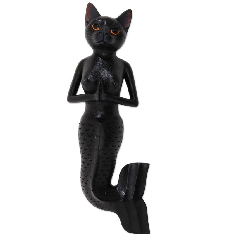 Décoration murale en bois pour chat sirène