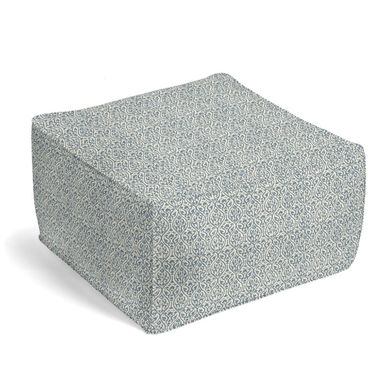 Upholstered Pouf, Dusty Blue 100% Cotton