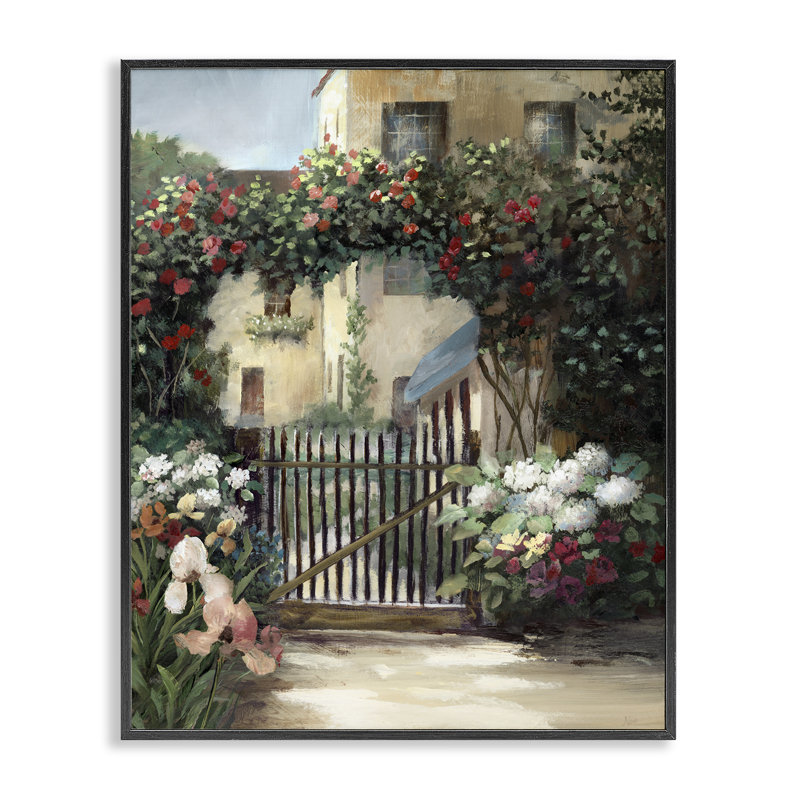 Giclée encadrée par Courtyard Gate, par Nan, H 20 po x l 16 po, Noir