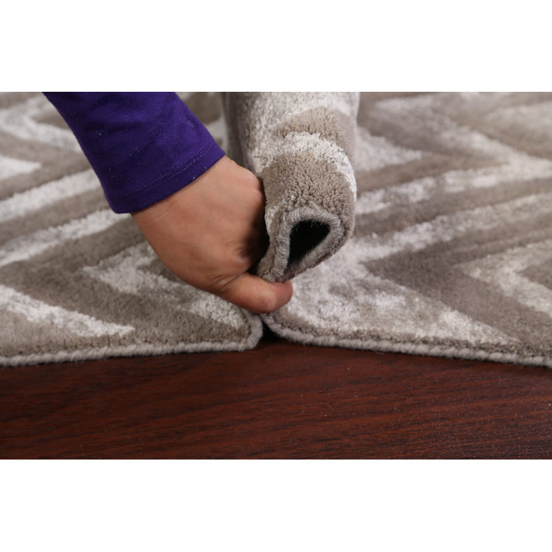 Tapis gris en laine/soie Touffeté à la main Mielke