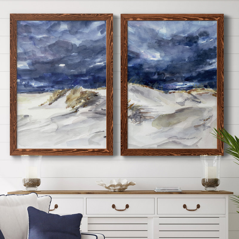 Stormy Front I - ensemble de 2 peintures encadrées, H 43,5 po x l 31,5 po x P 1 po, Toile avec cadre érable
