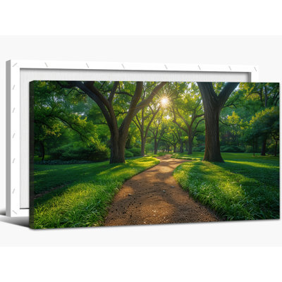  Spring Forest Wall Art Landscape Painting Natural Scenery Canvas Art Vibrant Pathway Picture Rustic Nature Artwork for Living Room Bedroom Office Decor, 12x14 inches
