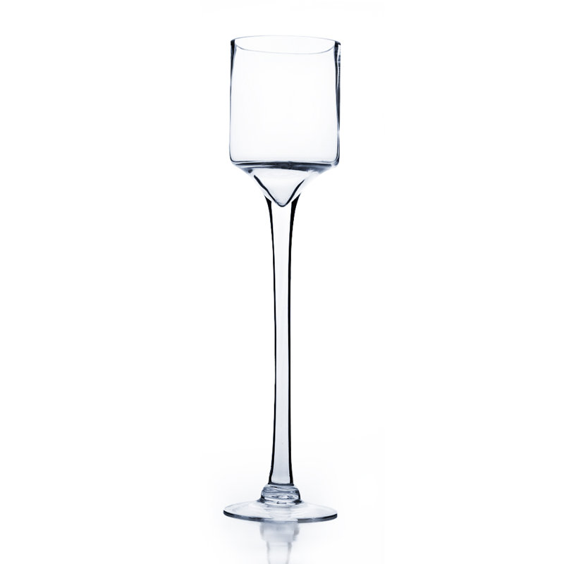 Vase en verre porte-bougie surélevé, H 20 po x l 5 po x P 5 po