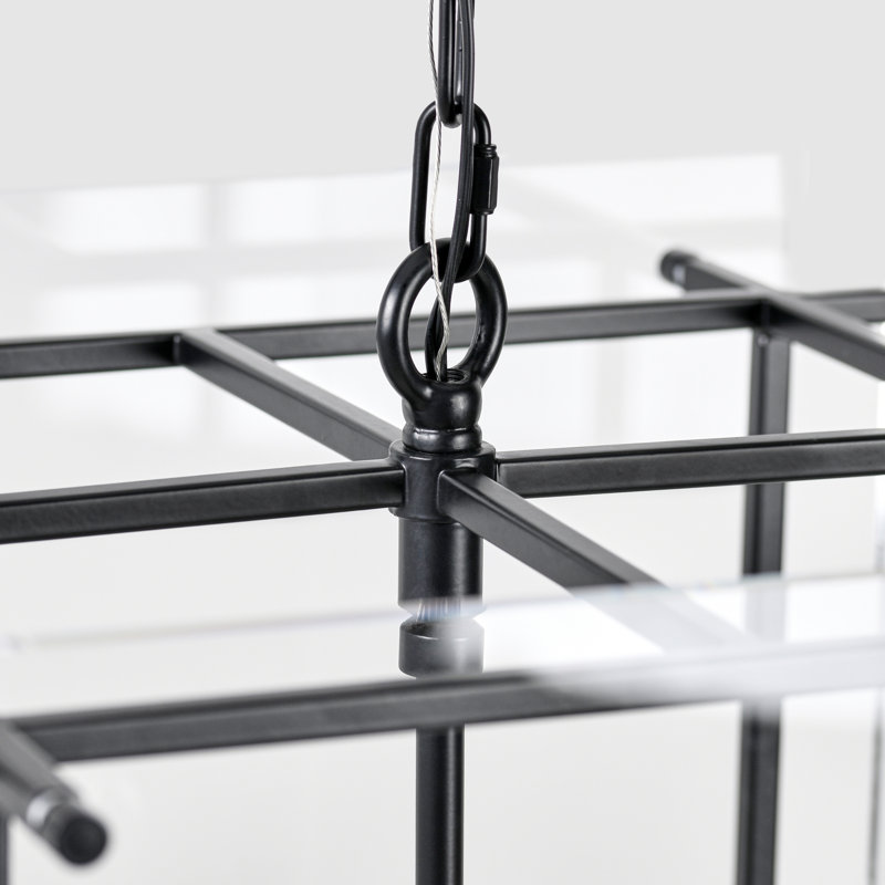 Lena 8 - Light Lantern Square / Rectangle Chandelier, Black