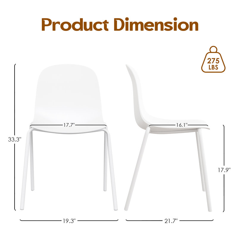 Modern Stackable Indoor Dining Chairs, White