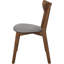 2 chaises de salle à manger rembourrées en noyer naturel et gris - style Mid-Century avec sièges