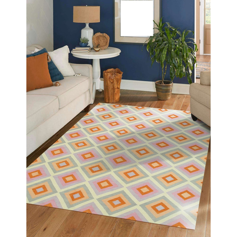 Joaquim Vibrant Multicolor Flatweave Wool Rug, Rectangle 9' x 12'