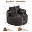 Chaise longue pelucheuse ronde en velours côtelé avec coussins décoratifs - gris-763646332