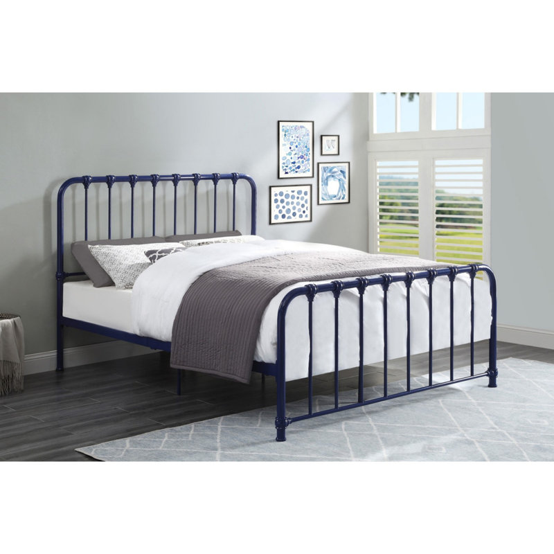 Lueras Metal Spindle Bed, Queen, Blue