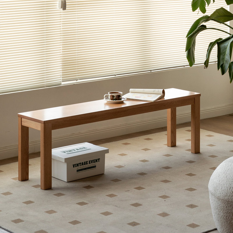 Banc de table en bois de chêne naturel pour salle à manger, 16.17" H x 47.27" W x 11.84" D