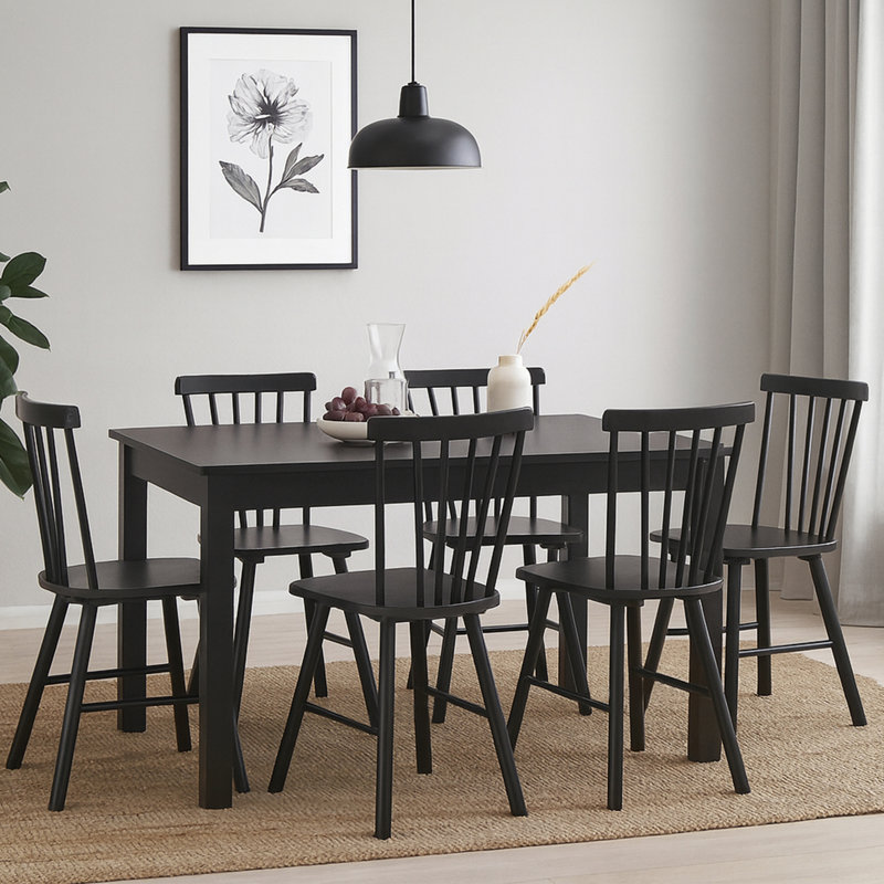 17" Wide Modern Farmhouse Solid Wood Windsor Back Dining Chair