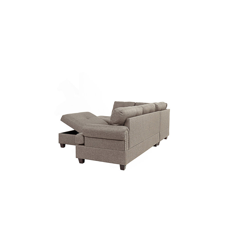Krout Upholstered L-Shaped Sectional Reversible, Mocha Fabric