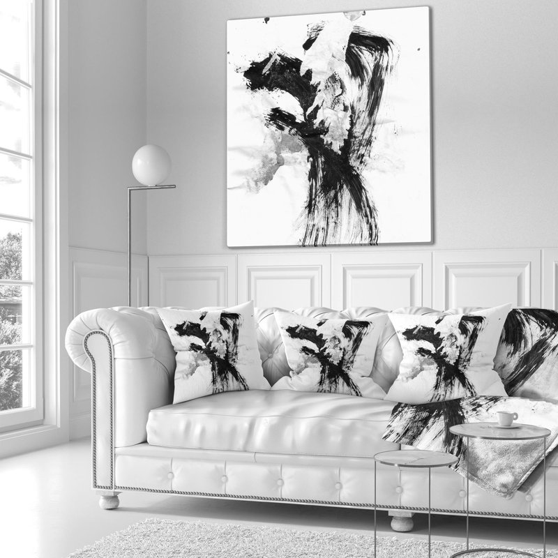Black Paint Stain - Abstract Printed Pillow