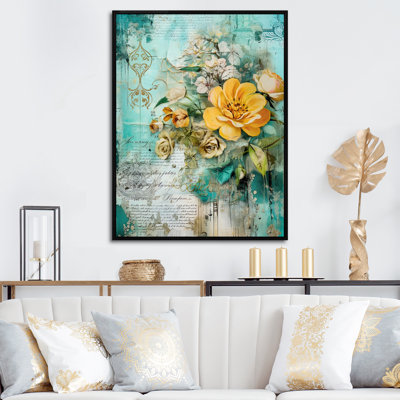 «Blossoming Yellow Rose On», art rétro