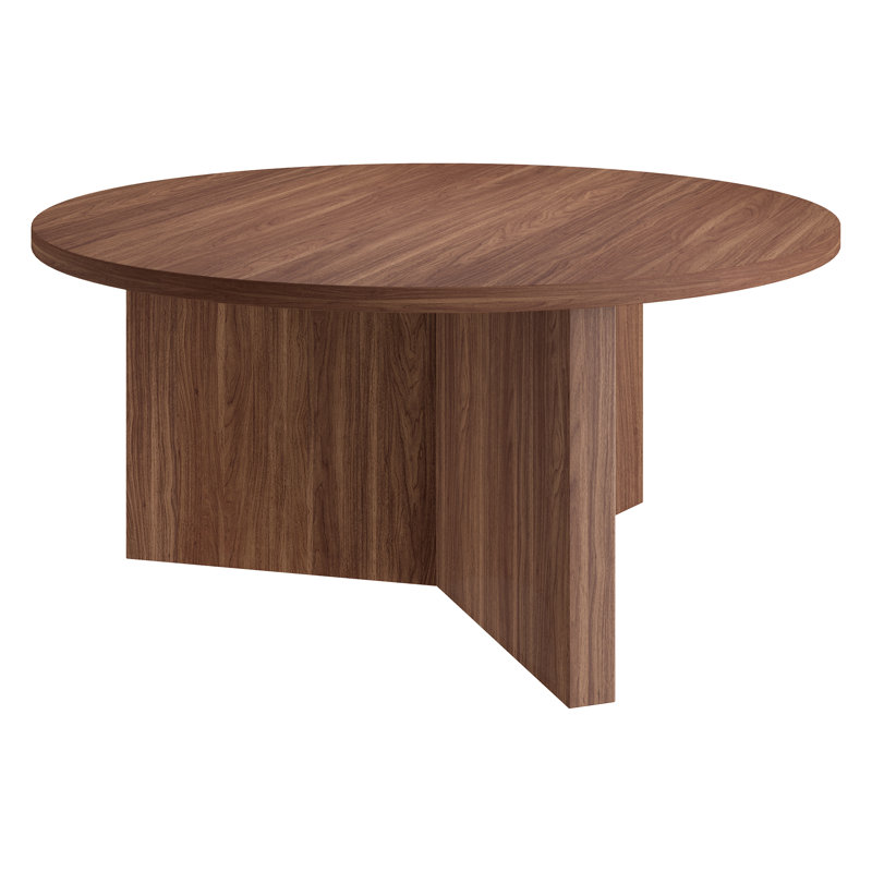 Arios Pedestal Coffee Table, Satin Walnut
