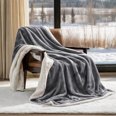 Reversible Sherpa Fleece Fur Thick Blanket