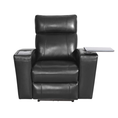 Upholstered Power Reclining Home Theater Seat with Cup Holder