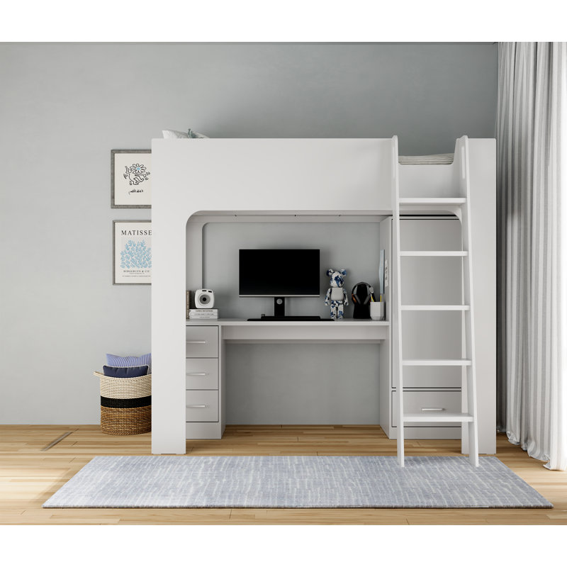 Creline High Sleepers with Storage Included with Built-in Ladder Included with Desk Included, Grey