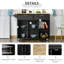 Îlot de cuisine mobile avec rangement, chariot de cuisine avec plateau en bois, tiroirs de rangement, armoires à 3 portes, tablettes réglables, îlot de cuisine