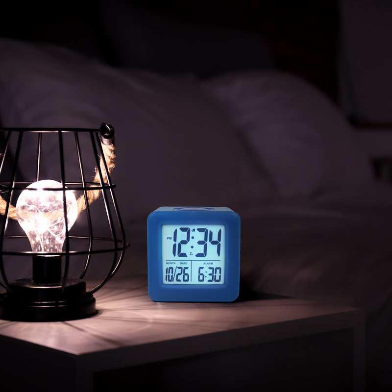 Digital Soft Cube Alarm Tabletop Clock in Blue