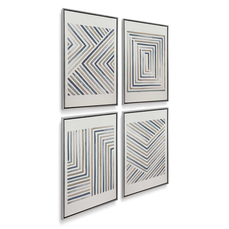Ensemble de 4 visions linéaires, H 49 po x l 132 po, Cadre flottant en chrome poli