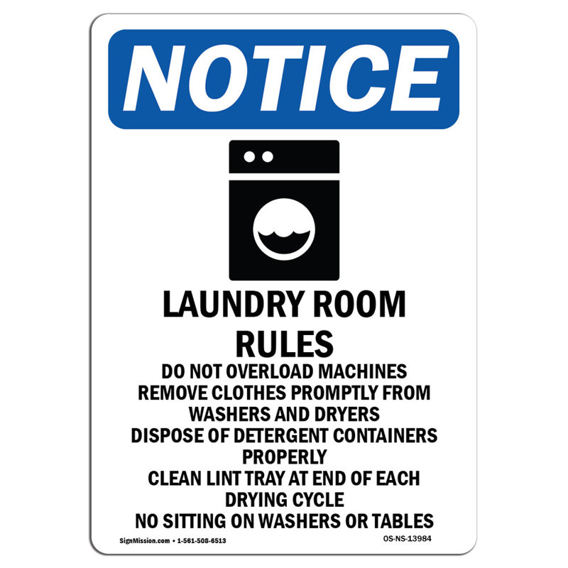 Laundry Room Rules Sign