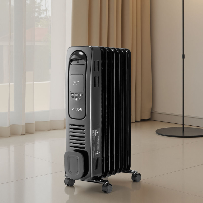 Electric Oil Filled Radiator 1500W Radiant Heater LED Screen Thermostat