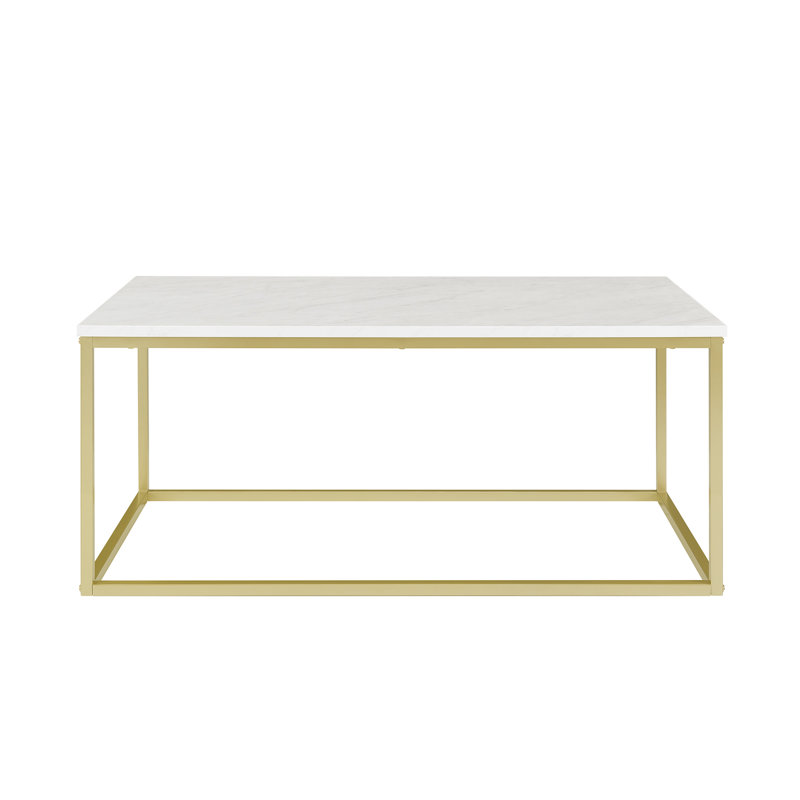 Ensemble de 3 tables d’appoint à boîte ouverte, Doré, Marbre blanc