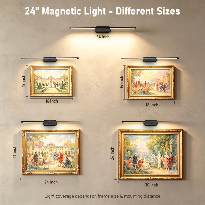 Lampe sans fil pour mur: lampe d'art rechargeable de 24 po avec télécommande et minuterie, affiches à piles de 8 000 mAh
