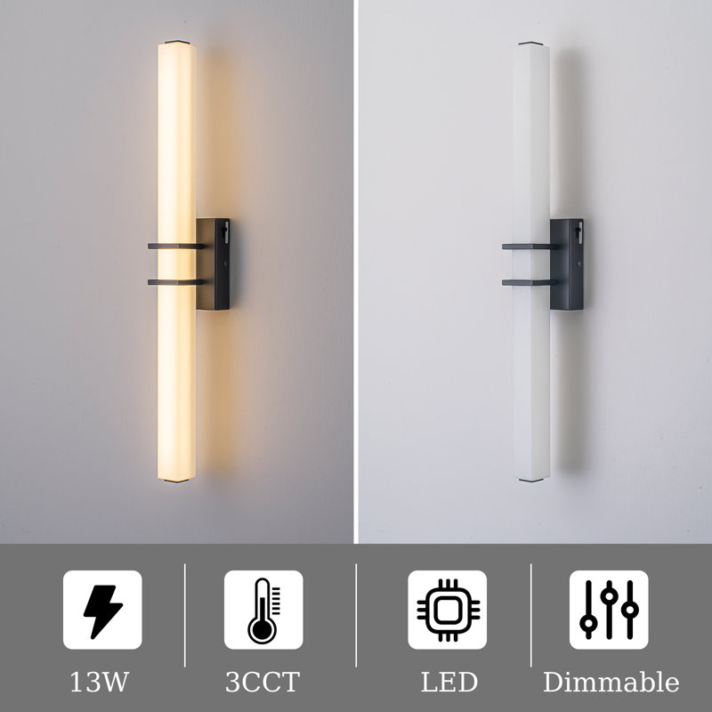 Dimmable Modern Linear Integrated LED Wall Sconce, Matte Black