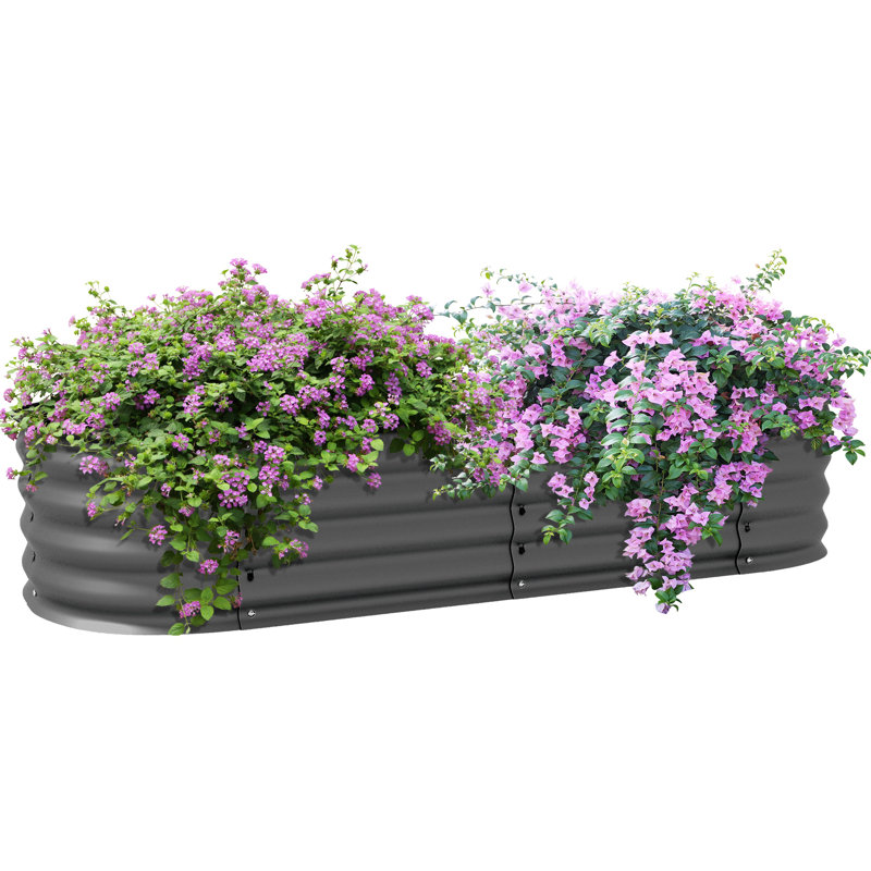 Outdoor Metal Elevated Planter Box, 11.75" H x 59" W x 24.5" D, Gray