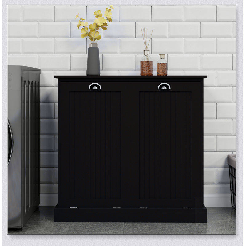 Armoire de trieur de linge à deux compartiments inclinable - noir